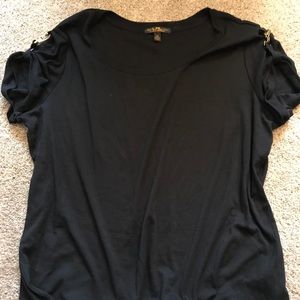 Black shirt with gold clasps